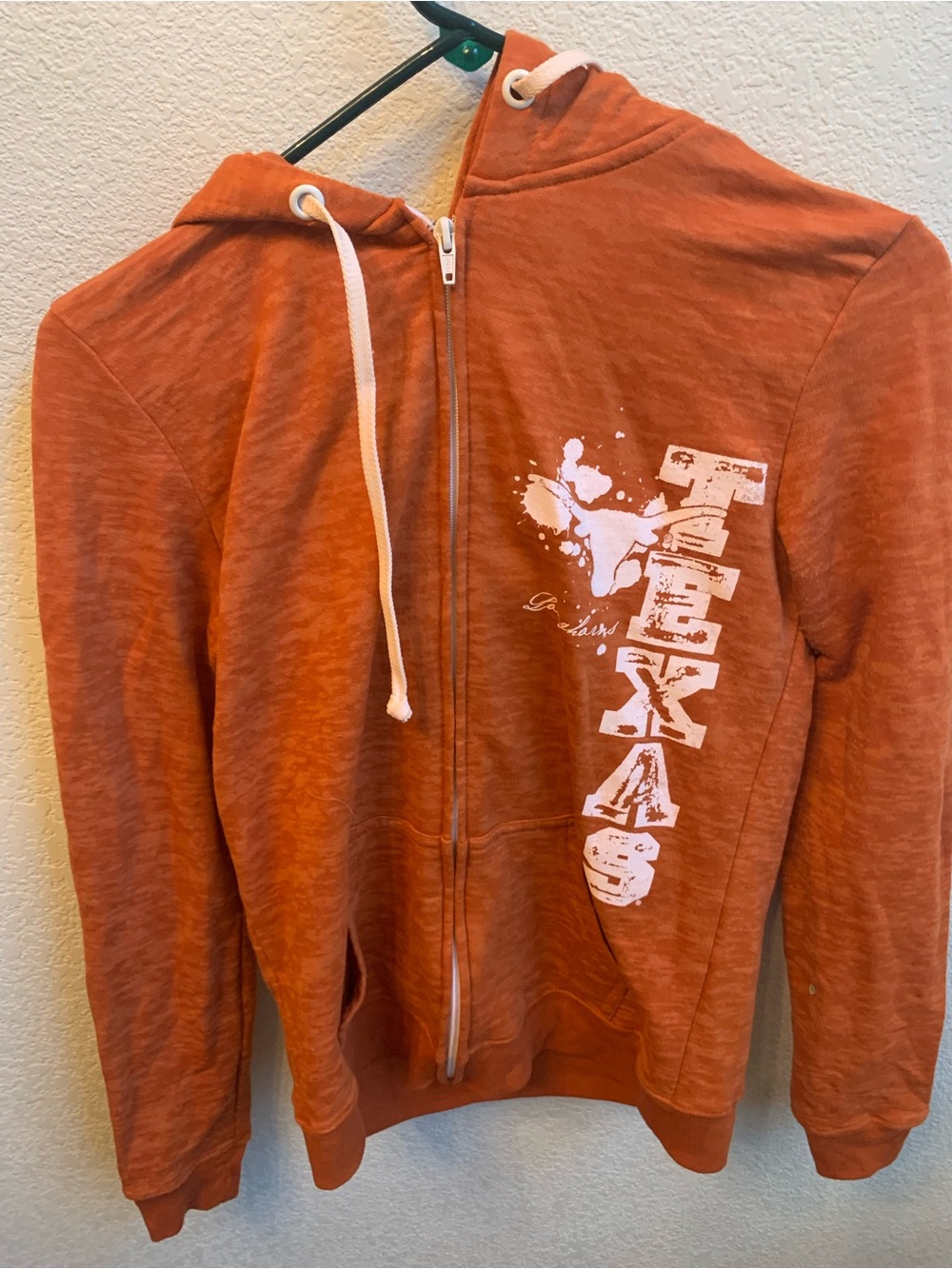 Blue 84 Orange Full-Zip Kids Hoodie with White TEXAS Graphic